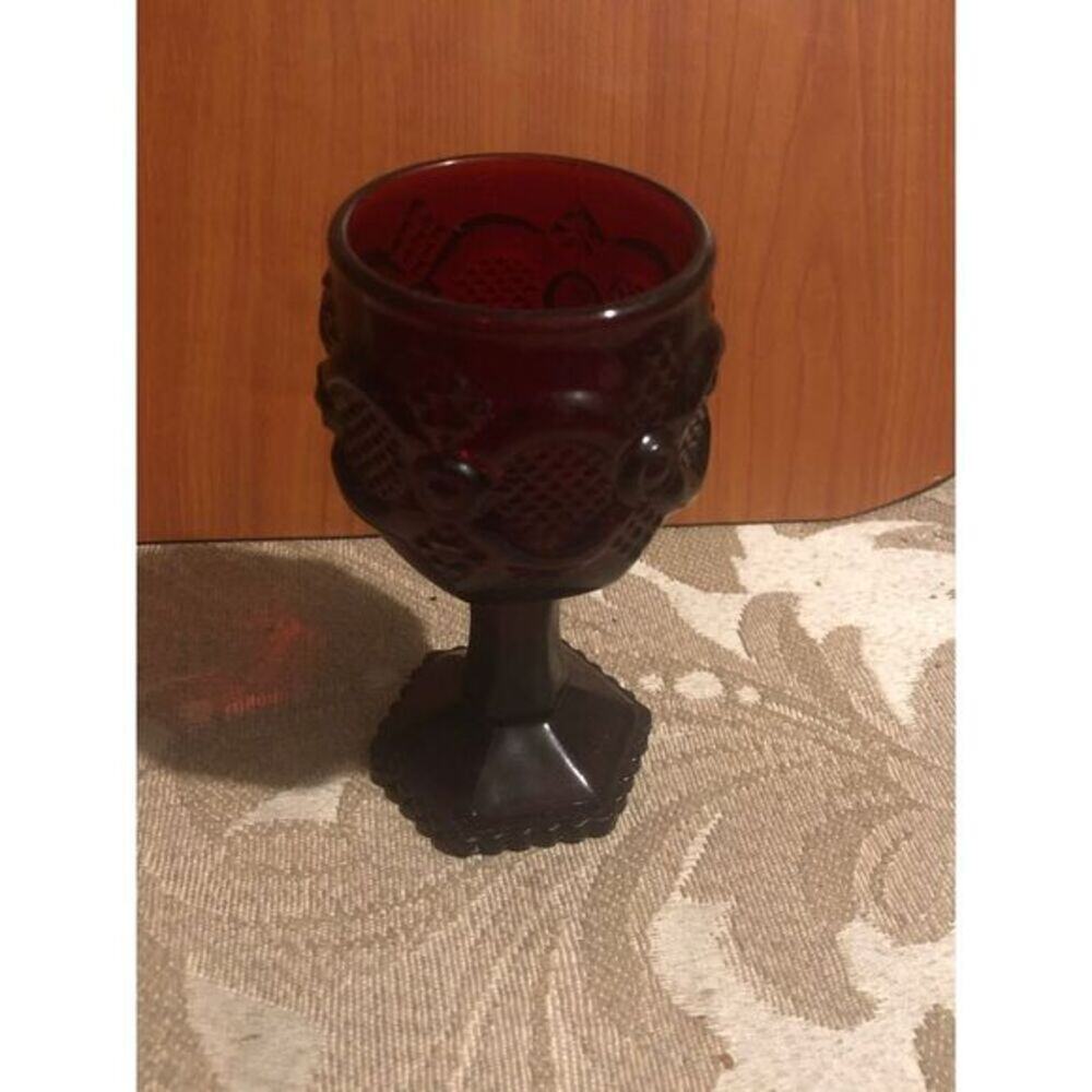 3 Ruby red wine glasses from the Avon 1876 Cape Cod Collection.